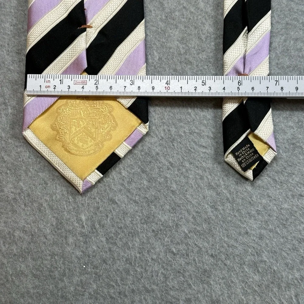 Donald Trump Silk Tie Black Lavender Stripe Power Necktie Mens 60x3.3in NOTE